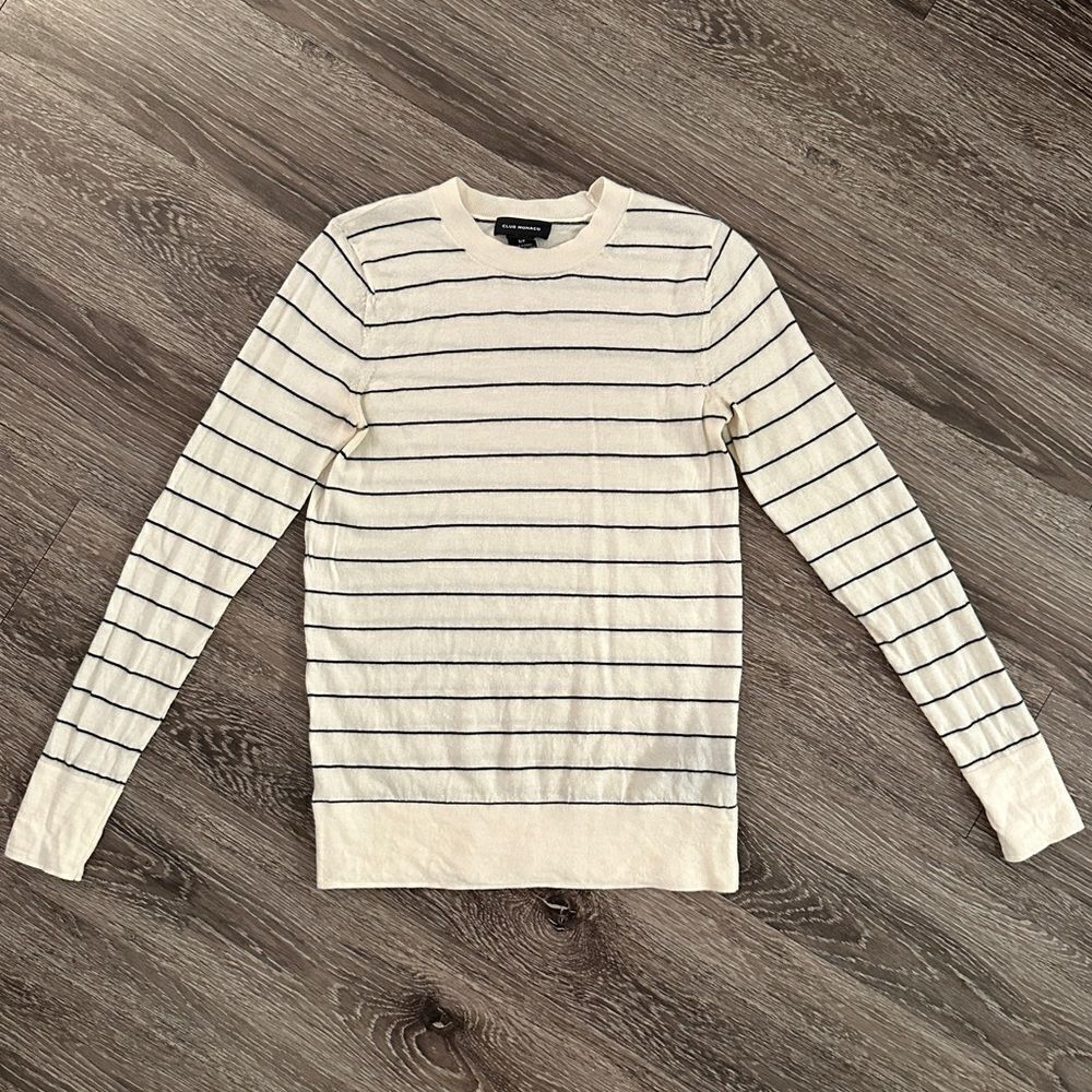 Club Monaco Wool Striped Crew Neck Sweater